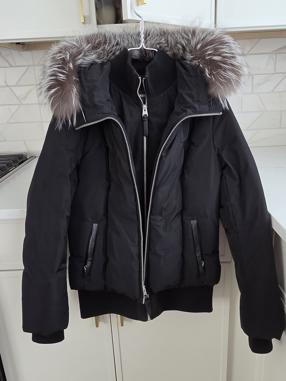 Black Fur-Trim Puffer Jacket - Unbranded